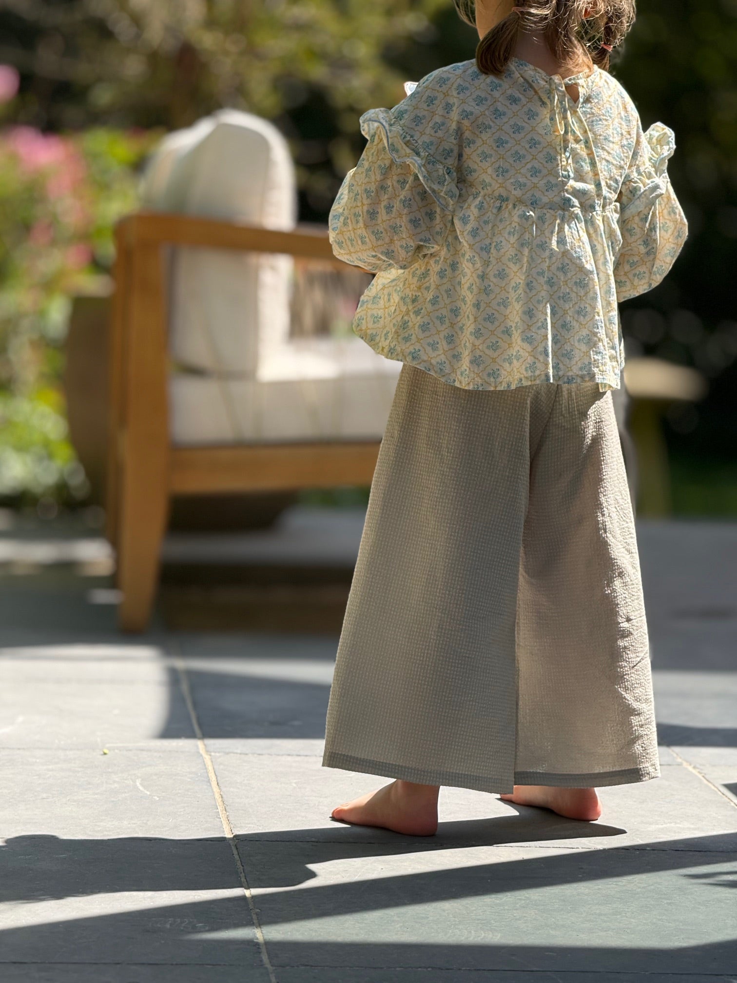 Little Poppy seersucker pantalon green/pink