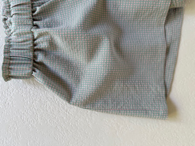 Little Estee seersucker short green/pink