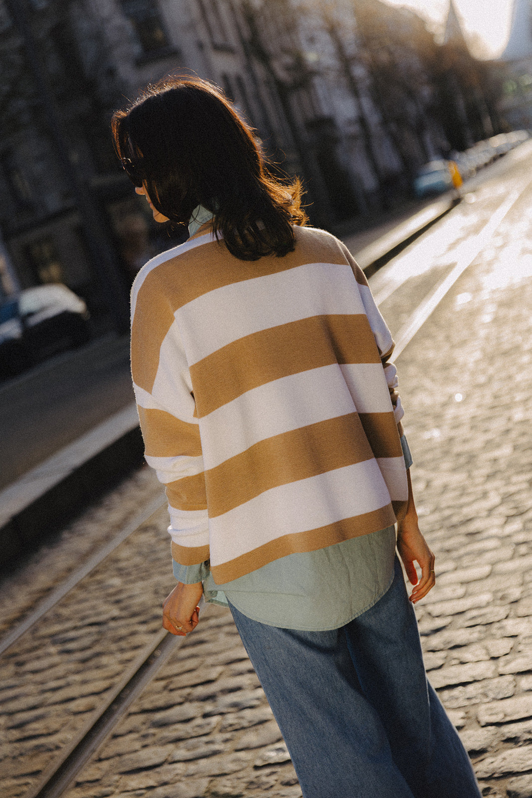 Chloé knit camel/ecru striped