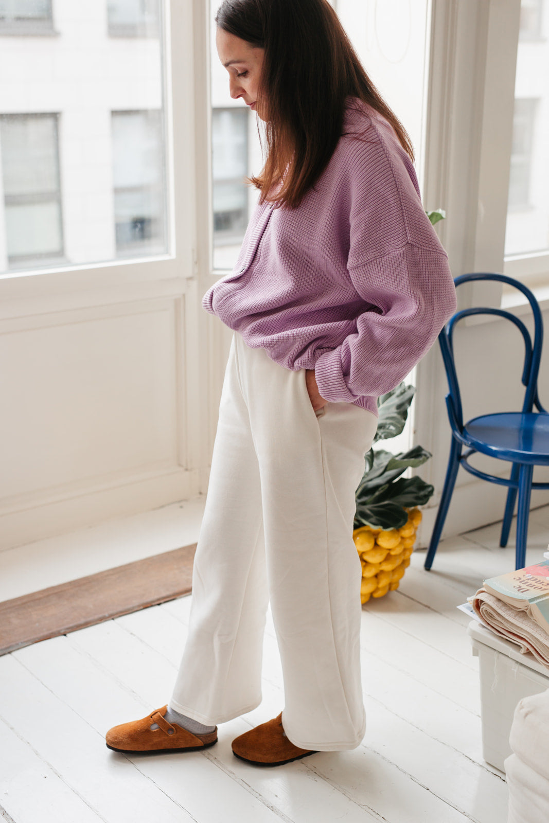 Anna wide leg joggers off white