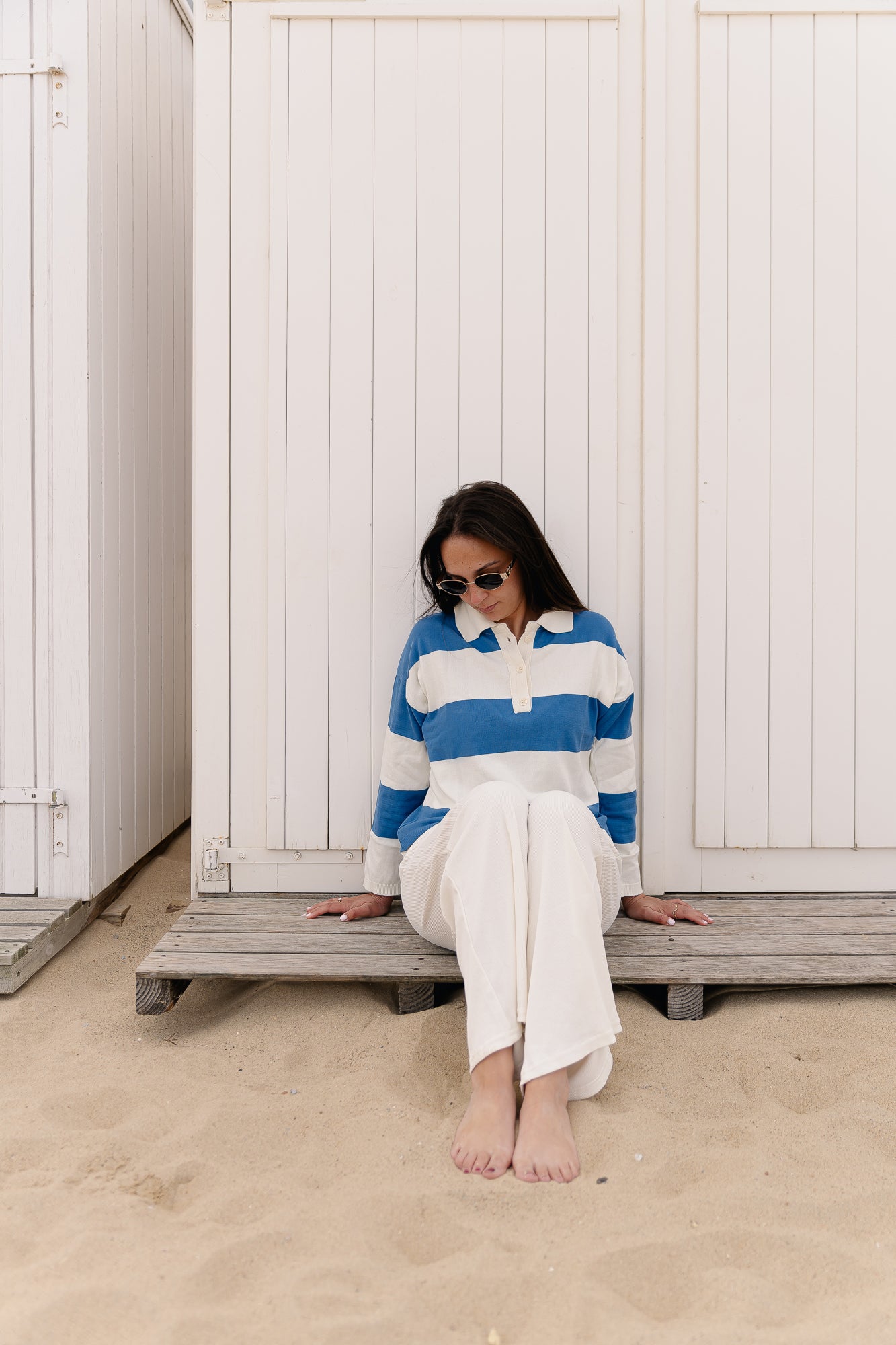 Axelle knit polo blue striped