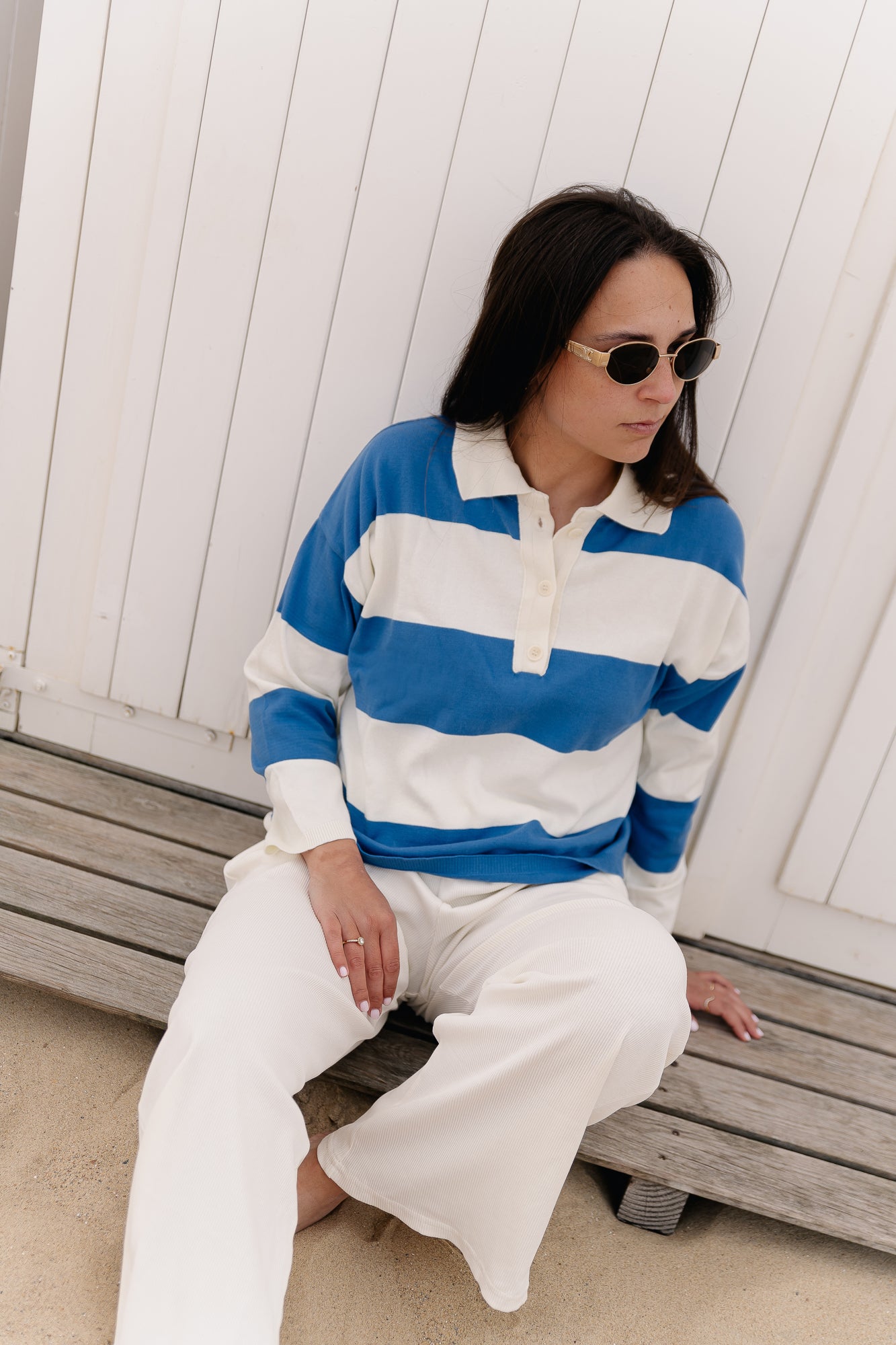 Axelle knit polo blue striped