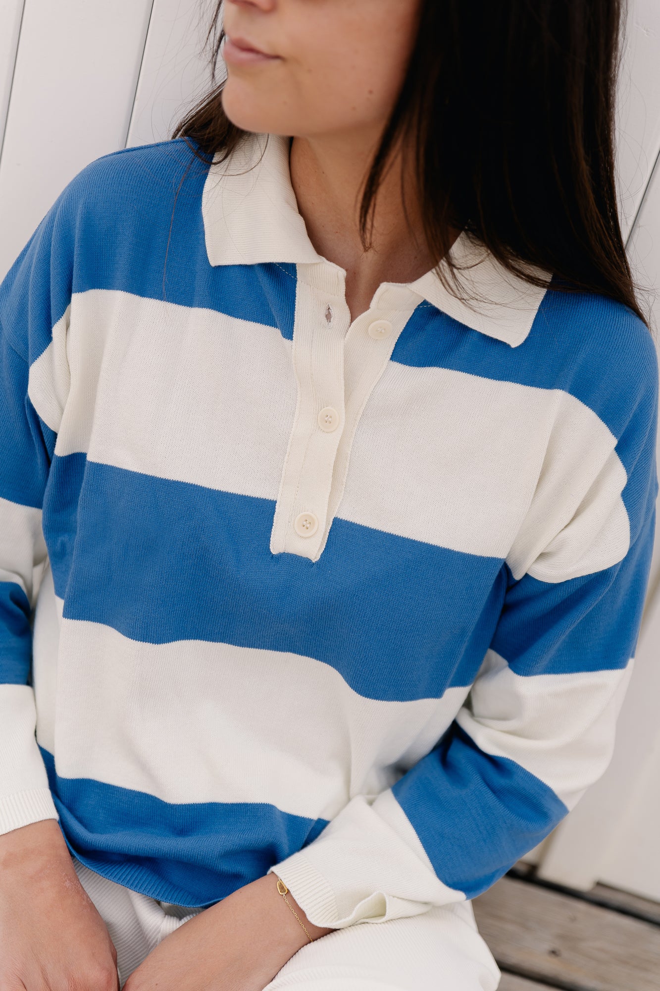 Axelle knit polo blue striped