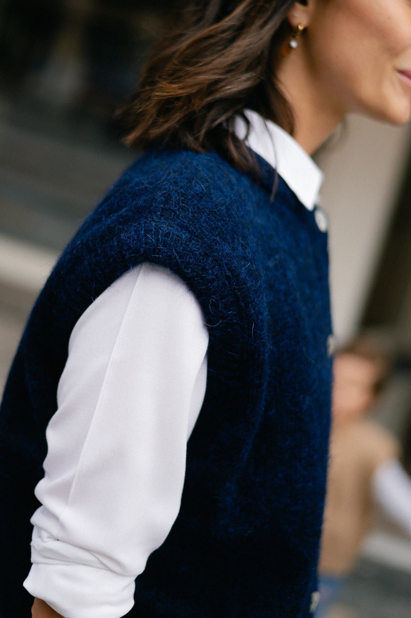 Olivia sleeveless button cardigan navy