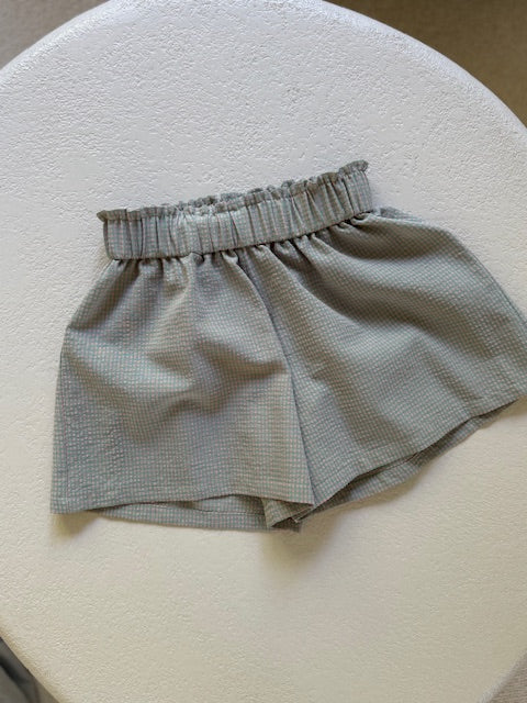 Little Estee seersucker short green/pink