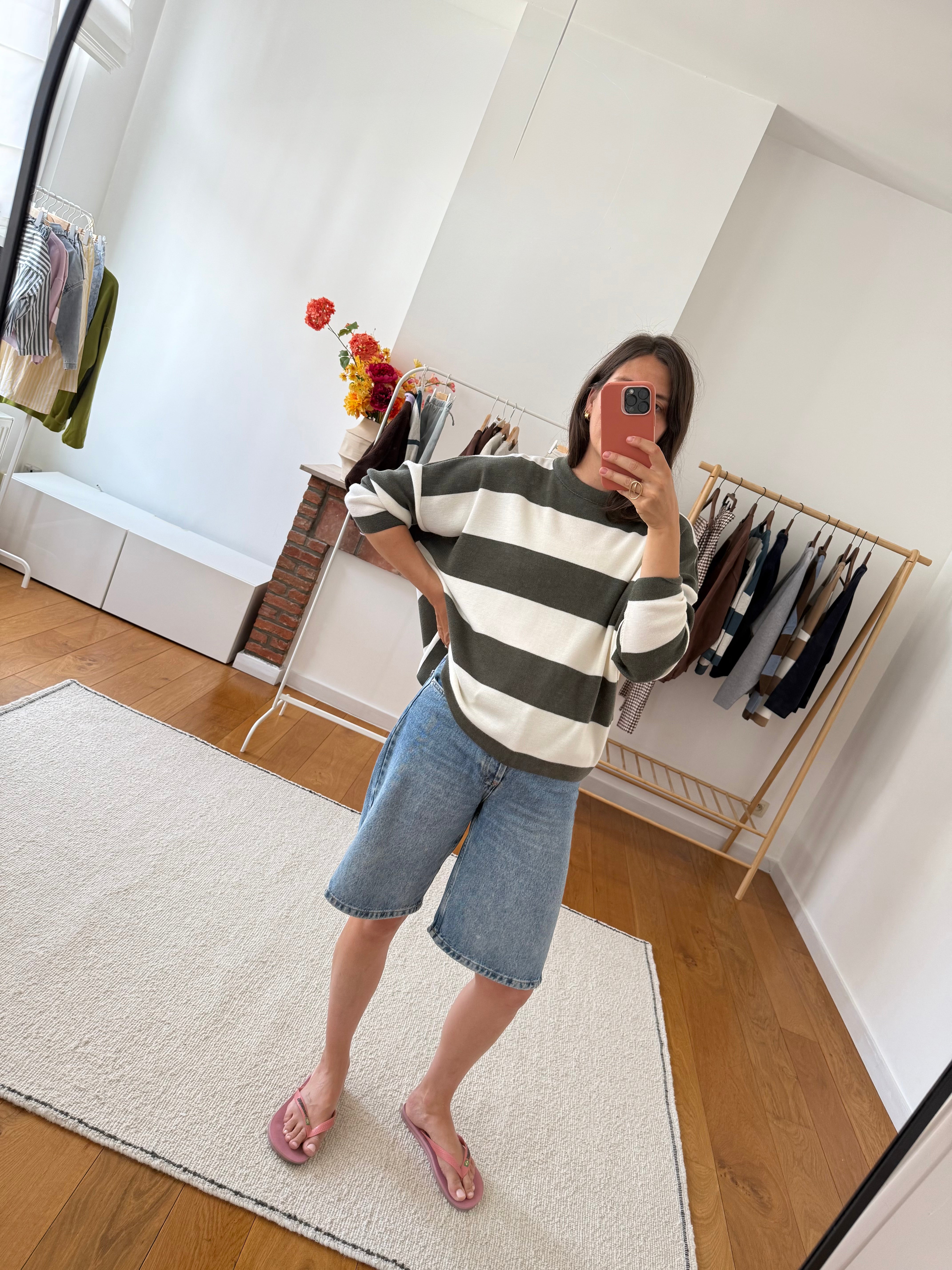 Chloé knit khaki/ecru striped