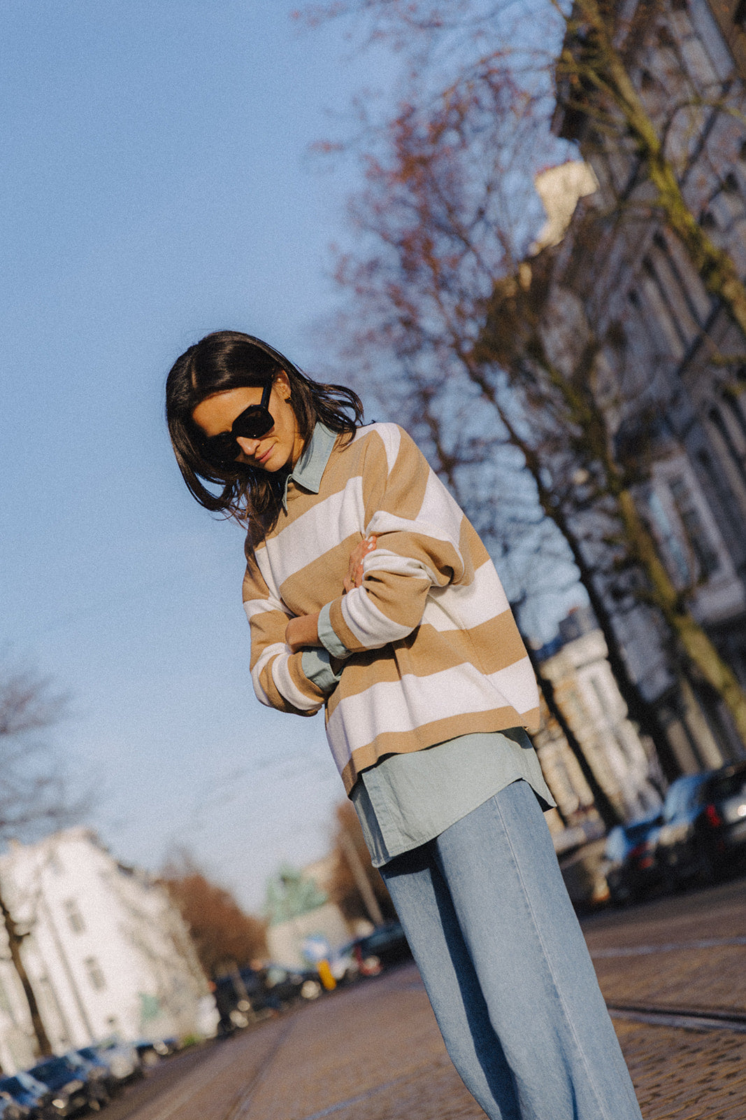 Chloé knit camel/ecru striped