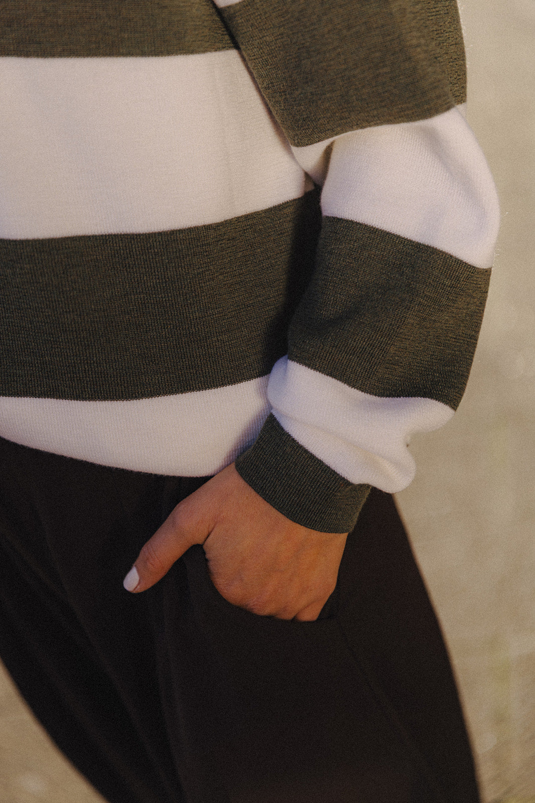 Chloé knit khaki/ecru striped