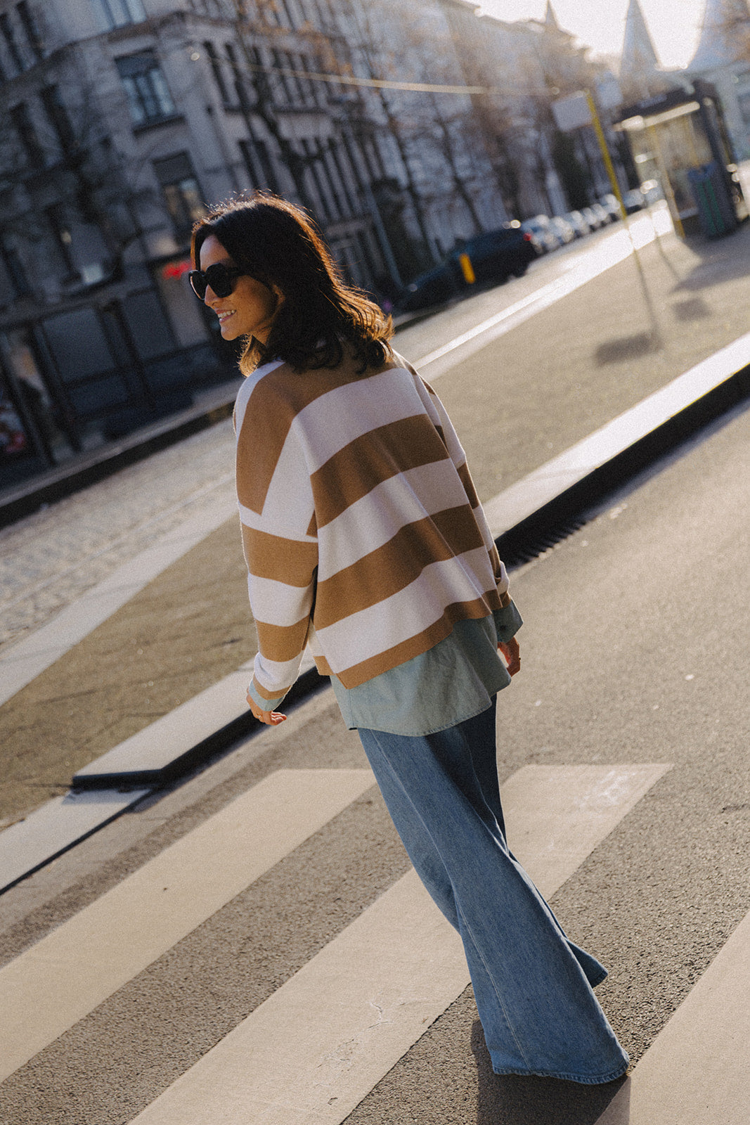 Chloé knit camel/ecru striped