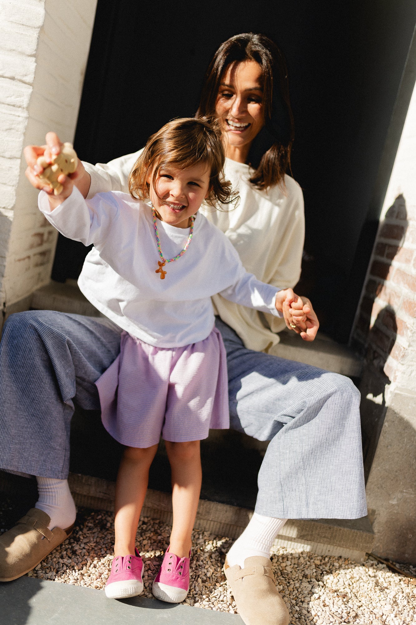 Little Estee seersucker short