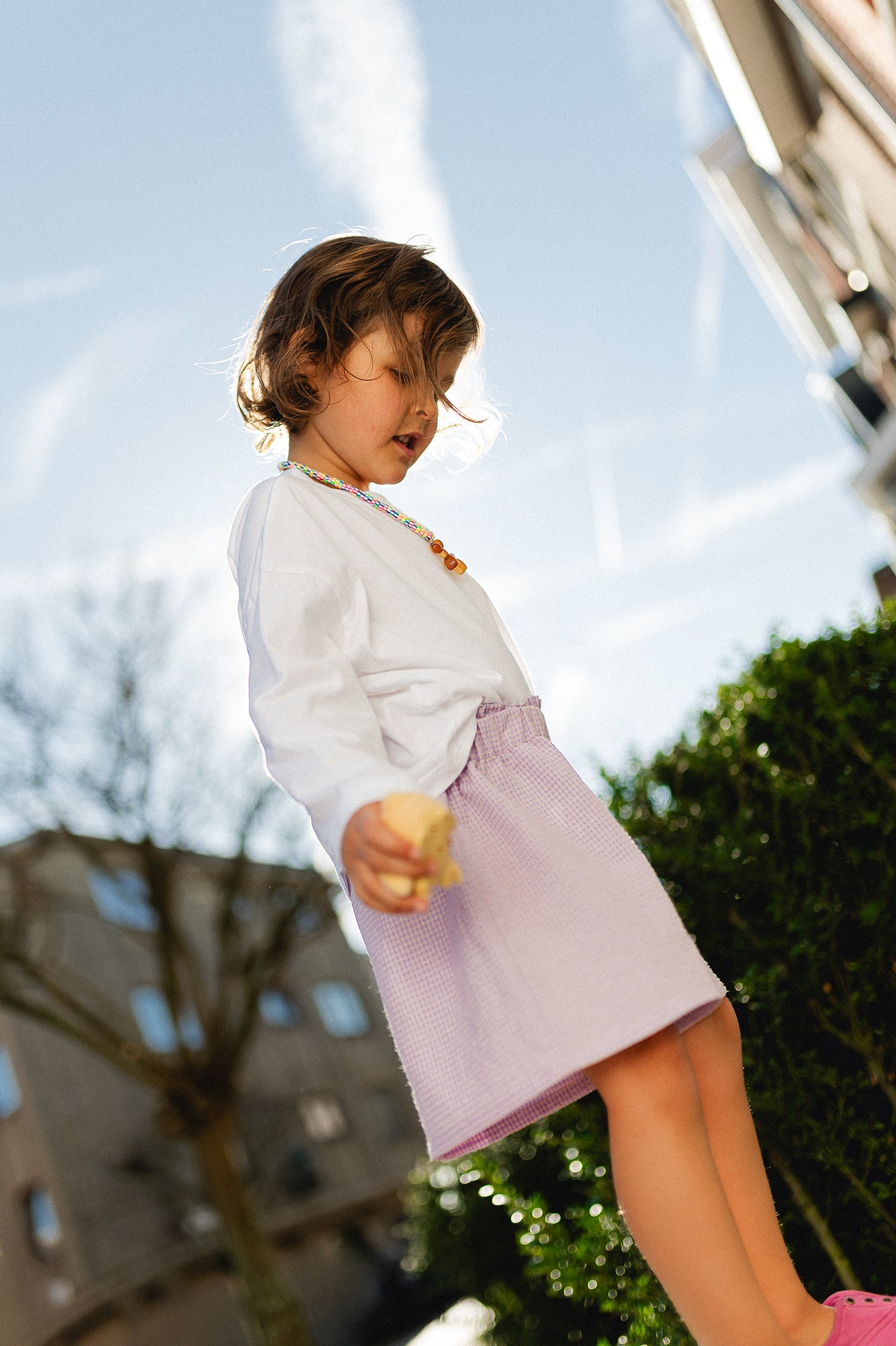 Little Estee seersucker short