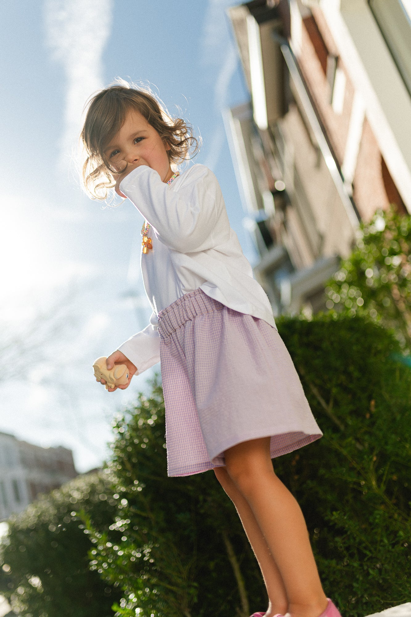 Little Estee seersucker short