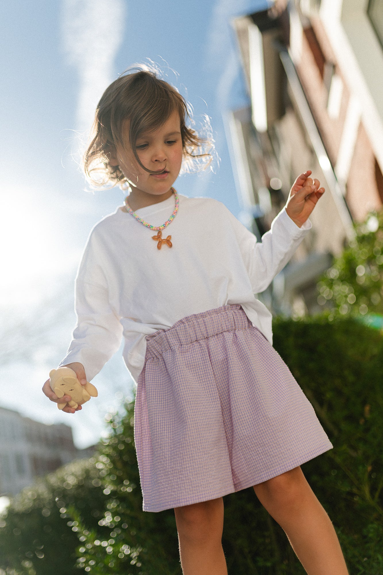 Little Estee seersucker short