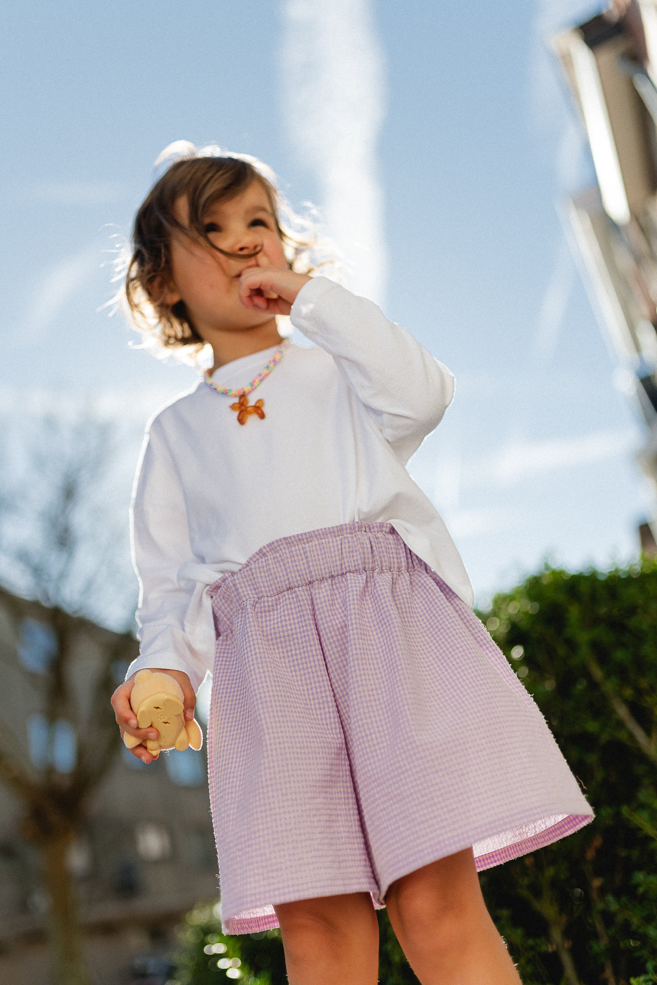 Little Estee seersucker short