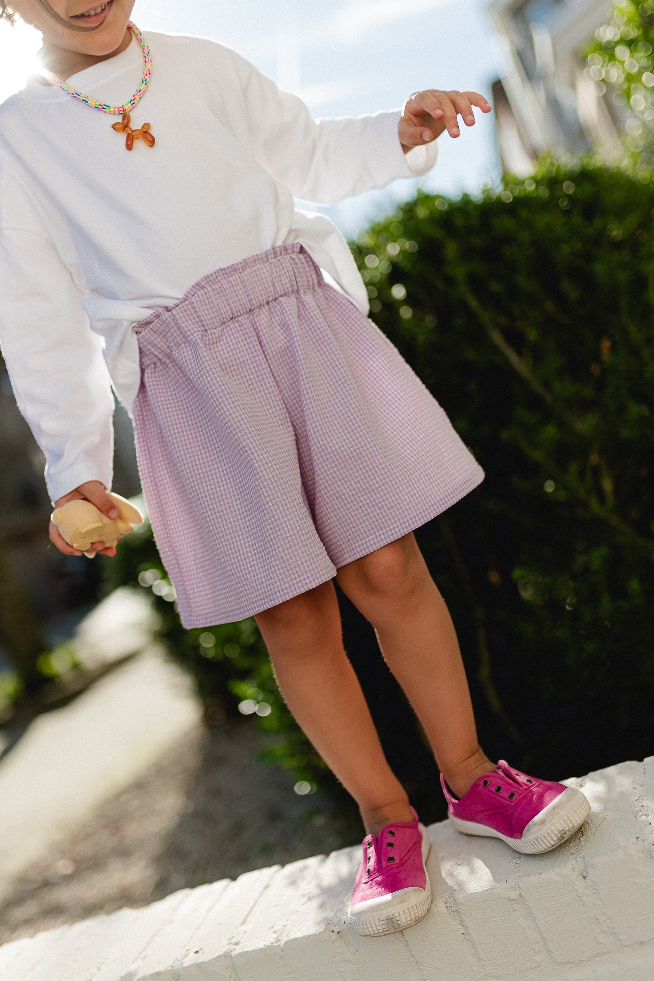 Little Estee seersucker short