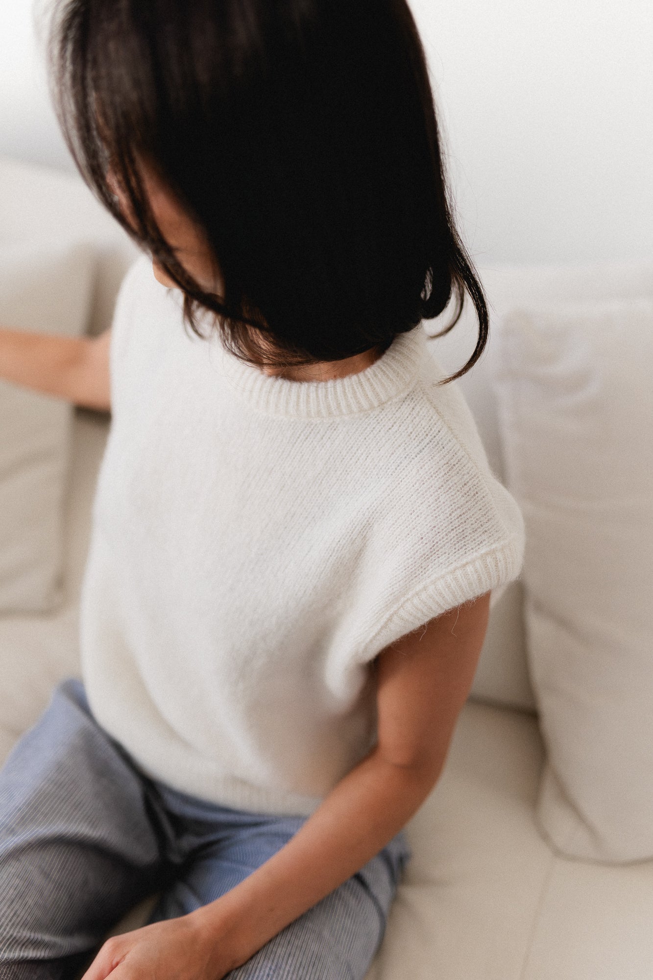 Frankie sleeveless knit off white