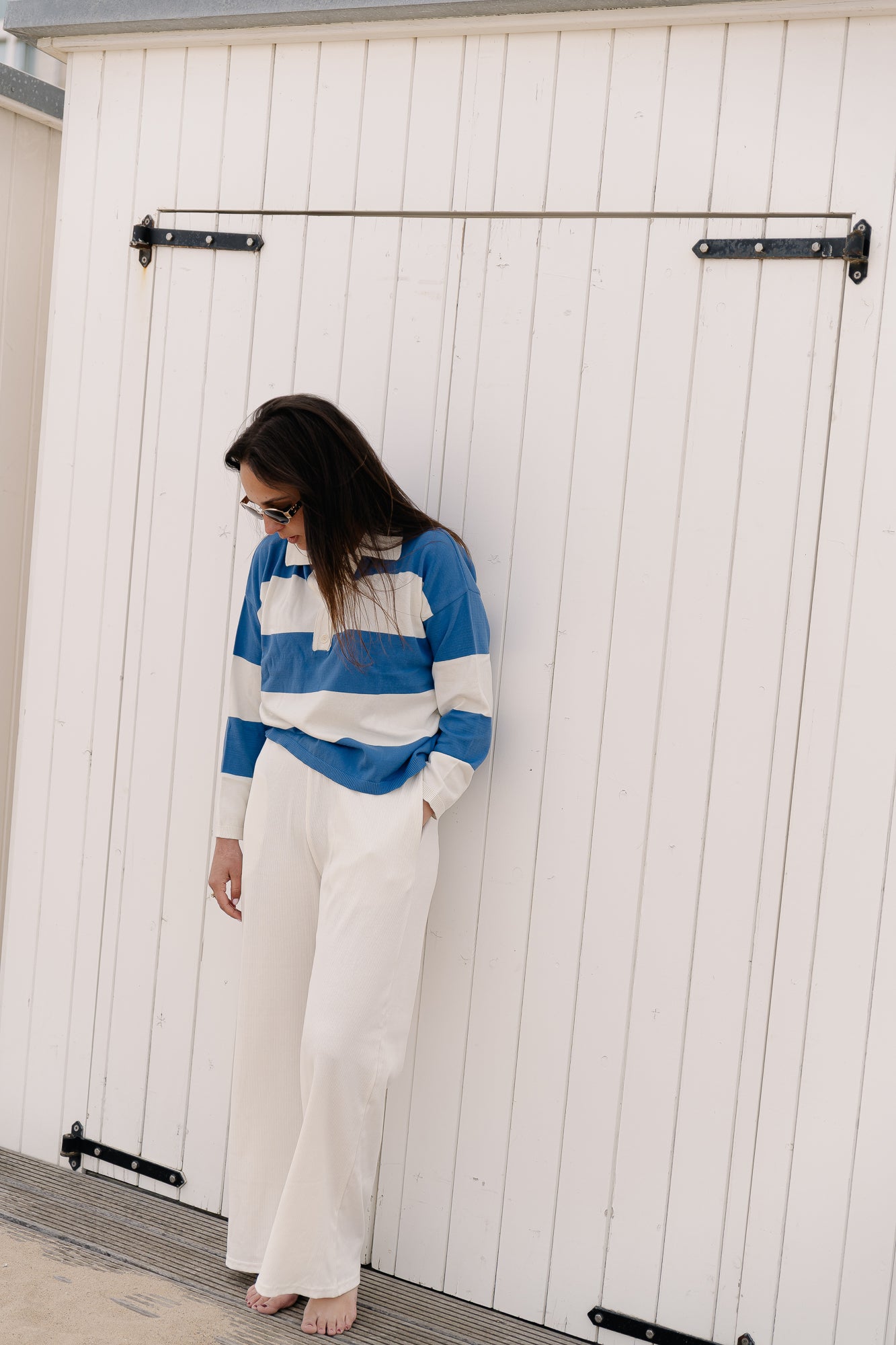 Axelle knit polo blue striped